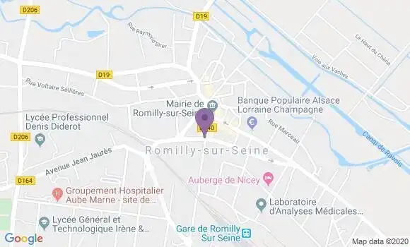 Localisation Banque Postale Agence de Romilly sur Seine Boule d