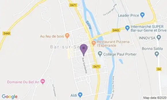 Localisation Banque Postale Agence de Bar sur Seine