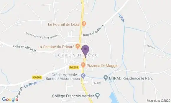 Localisation Banque Postale Agence de Lézat sur Lèze