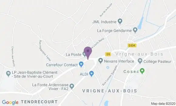 Localisation Banque Postale Agence de Vrigne aux Bois