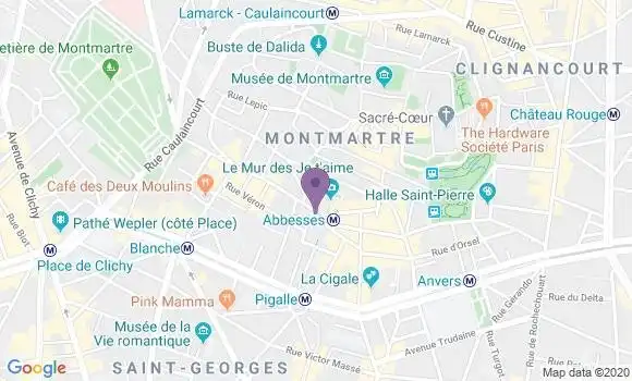 Localisation LCL Agence de Paris Abbesses