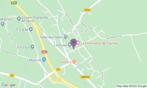 Localisation Banque Postale Agence de Tournes