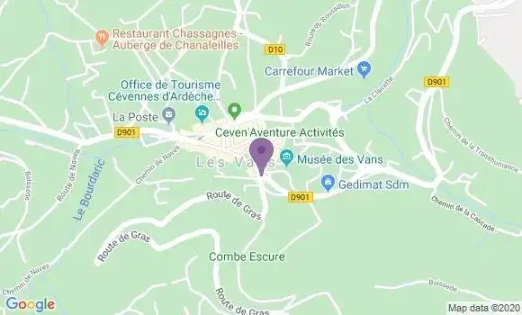 Localisation Banque Postale Agence de Les Vans