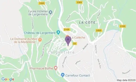 Localisation Banque Postale Agence de Largentière