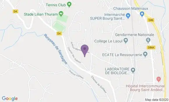 Localisation Banque Postale Agence de Bourg Saint Andéol
