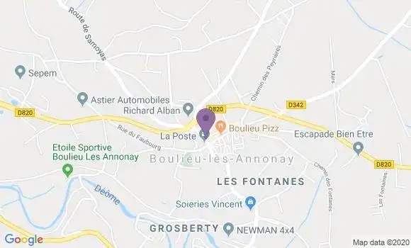 Localisation Banque Postale Agence de Boulieu lès Annonay