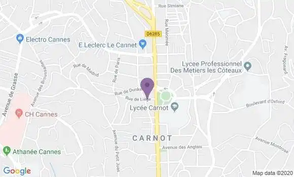 Localisation Banque Postale Agence de Cannes Carnot