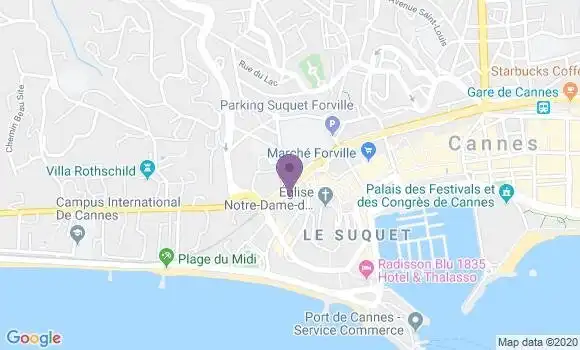 Localisation Banque Postale Agence de Cannes le Suquet