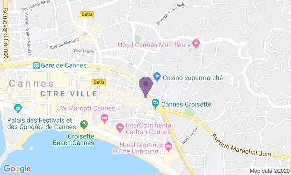 Localisation Banque Postale Agence de Cannes Pont des Gabres