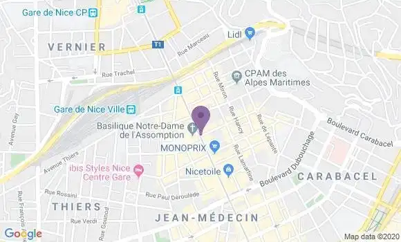 Localisation Banque Postale Agence de Nice Gambetta