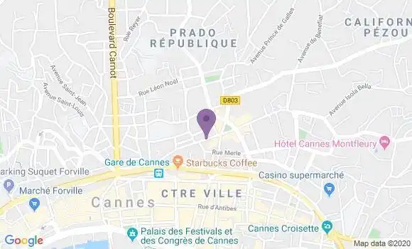 Localisation Banque Postale Agence de Cannes Mimont