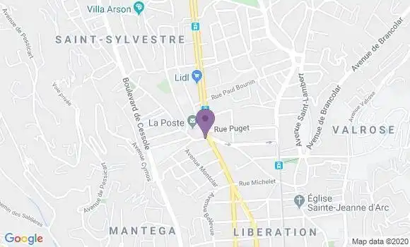 Localisation Banque Postale Agence de Nice Saint Barthélémy