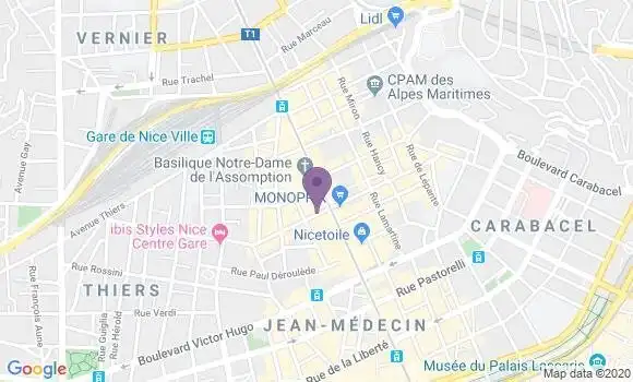 Localisation Banque Postale Agence de Nice Notre Dame