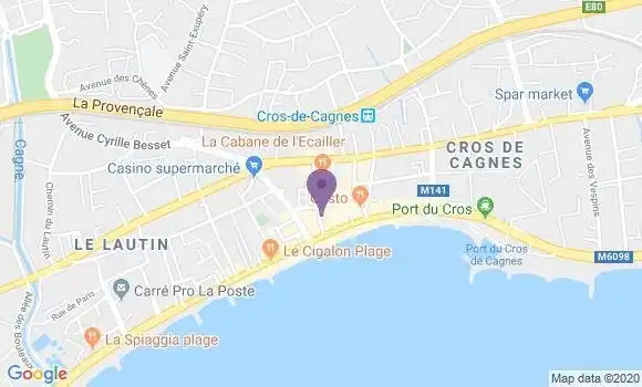 Localisation Banque Postale Agence de Cagnes sur Mer le Cros