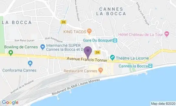 Localisation Banque Postale Agence de Cannes la Bocca