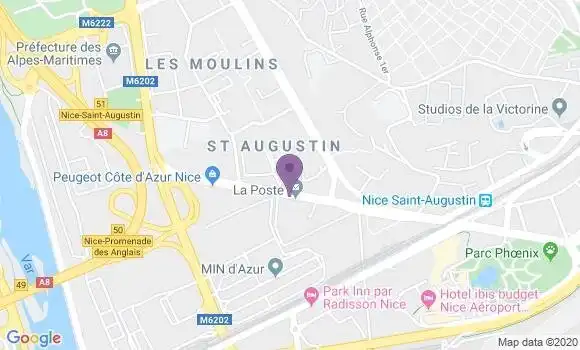 Localisation Banque Postale Agence de Nice Saint Augustin