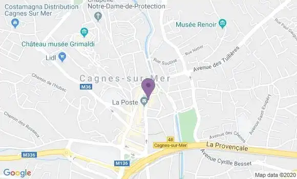 Localisation Banque Postale Agence de Cagnes sur Mer Renoir
