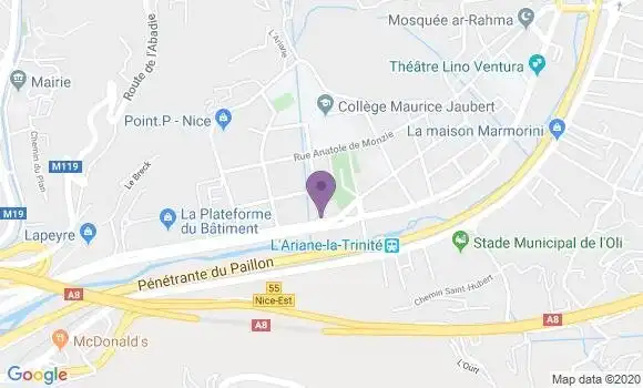 Localisation Banque Postale Agence de Nice Comte Vert