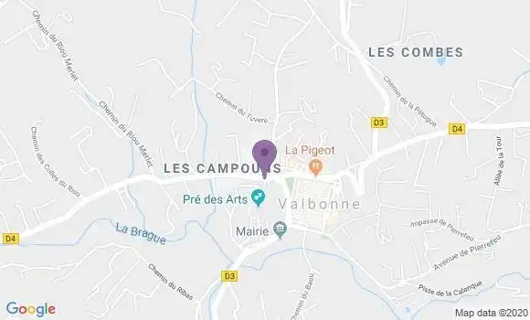 Localisation Banque Postale Agence de Valbonne Village