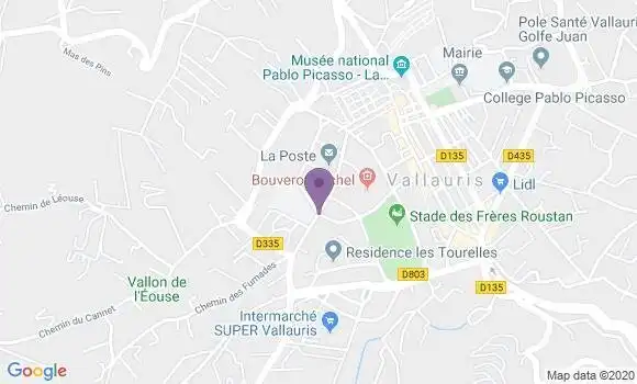 Localisation Banque Postale Agence de Vallauris