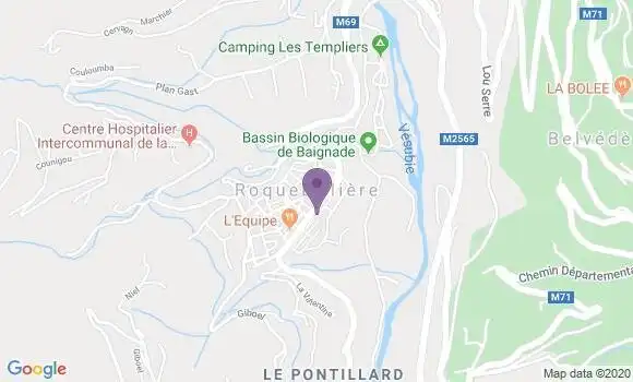 Localisation Banque Postale Agence de Roquebillière