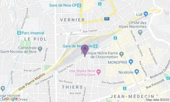 Localisation Banque Postale Agence de Nice