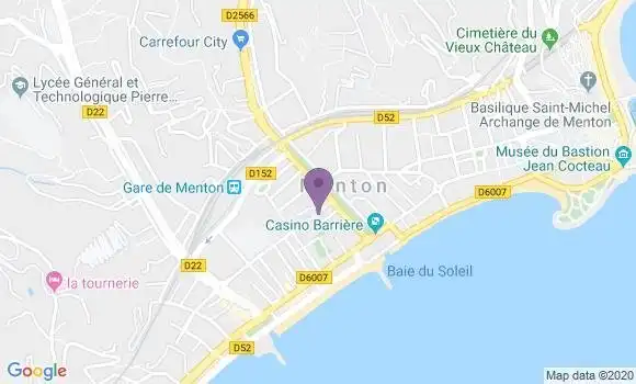 Localisation Banque Postale Agence de Menton