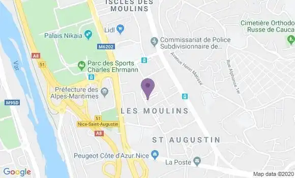 Localisation Banque Postale Agence de Nice Préfecture