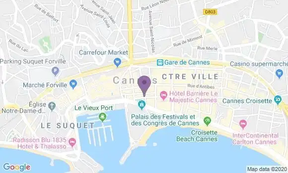 Localisation Banque Postale Agence de Cannes Palais