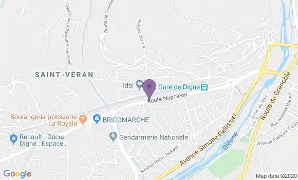 Localisation Banque Postale Agence de Digne les Bains Tivoli