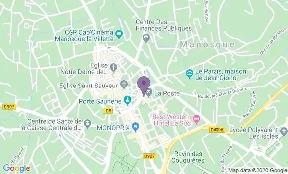 Localisation Banque Postale Agence de Manosque