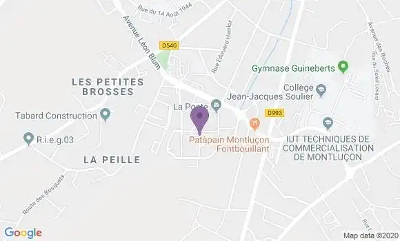 Localisation Banque Postale Agence de Montluçon Fontbouillant