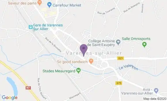 Localisation Banque Postale Agence de Varennes sur Allier