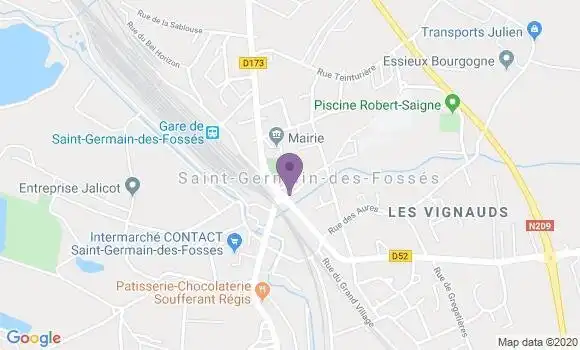 Localisation Banque Postale Agence de Saint Germain des Fossés