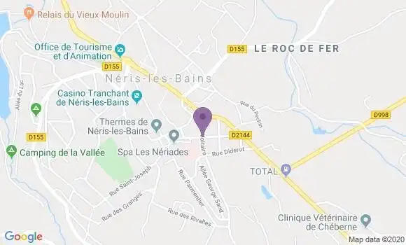 Localisation Banque Postale Agence de Néris les Bains