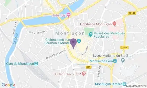 Localisation Banque Postale Agence de Montluçon Château