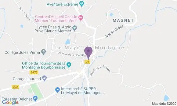 Localisation Banque Postale Agence de Le Mayet de Montagne