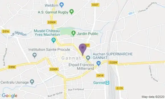 Localisation Banque Postale Agence de Gannat