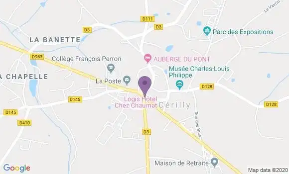 Localisation Banque Postale Agence de Cérilly