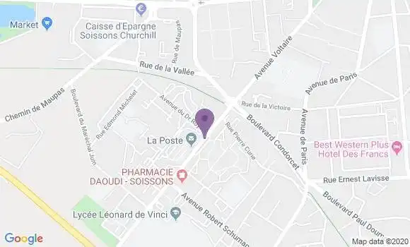 Localisation Banque Postale Agence de Soissons Presles