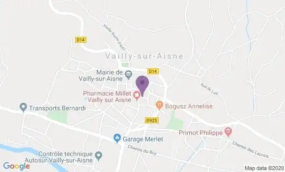 Localisation Banque Postale Agence de Vailly sur Aisne