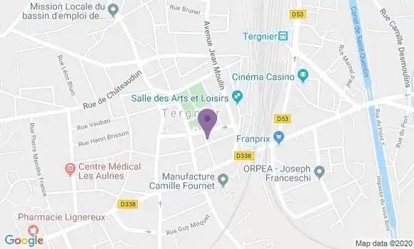 Localisation Banque Postale Agence de Tergnier