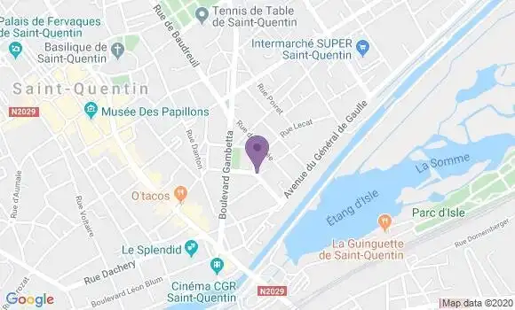 Localisation Banque Postale Agence de Saint Quentin Basilique