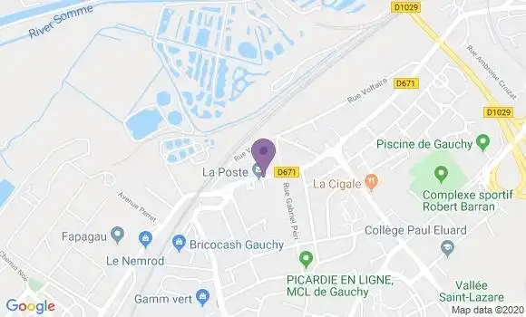 Localisation Banque Postale Agence de Gauchy