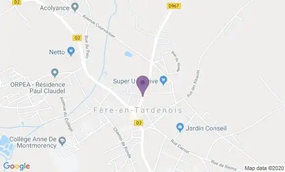 Localisation Banque Postale Agence de Fère en Tardenois