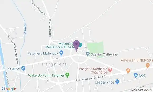 Localisation Banque Postale Agence de Tergnier Fargniers