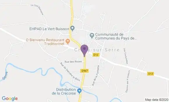 Localisation Banque Postale Agence de Crécy sur Serre