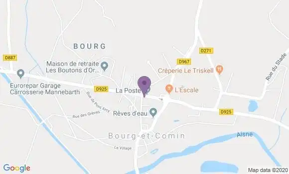 Localisation Banque Postale Agence de Bourg et Comin
