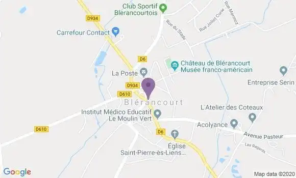 Localisation Banque Postale Agence de Blérancourt