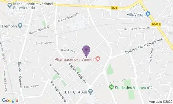 Localisation Banque Postale Agence de Bourg en Bresse les Vennes